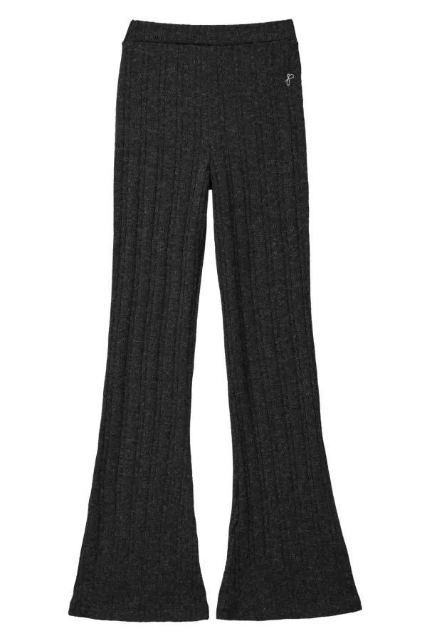 Eyelet Knit Bootcut Pants_Charcoal