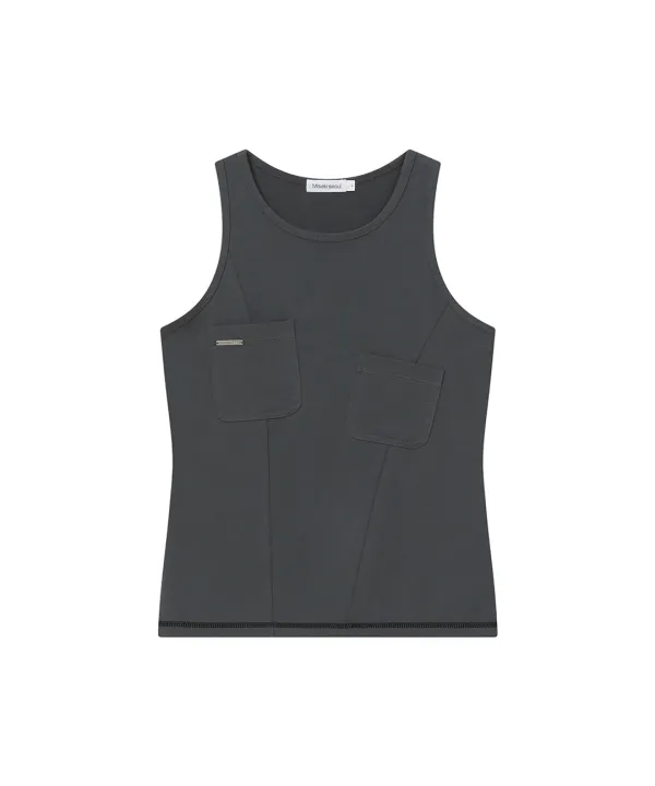 Pocket pointed sleeveless CHARCOAL
