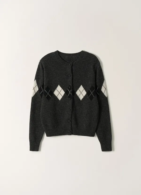10TH / Heritage Argyle Knit Cardigan (Dark Gray)