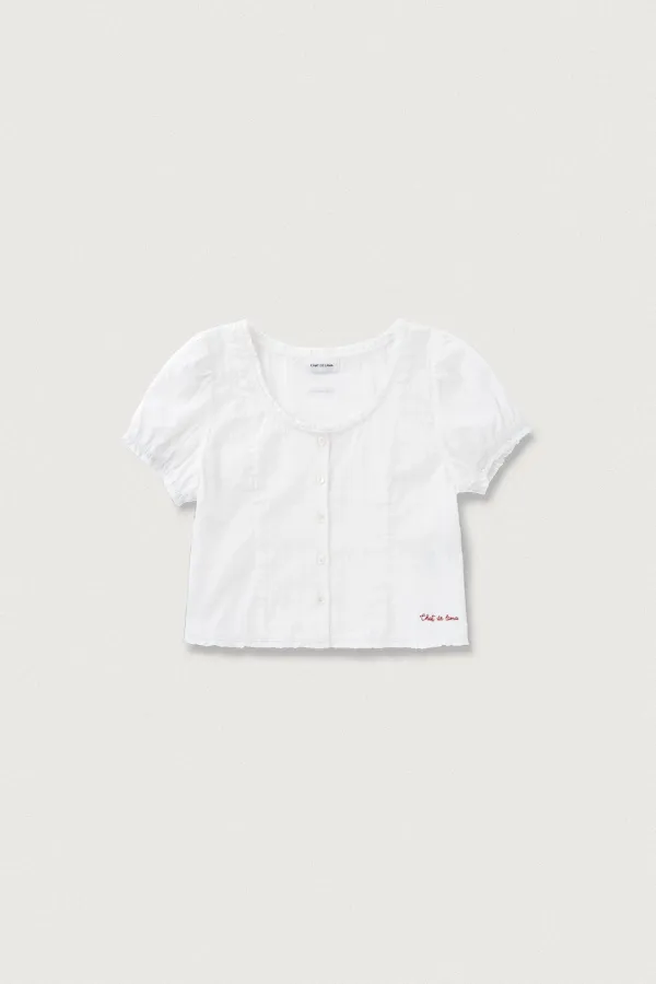 SCOOP NECK LACE BLOUSE [WHITE]