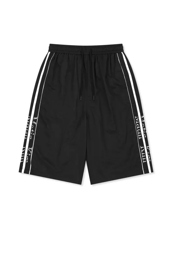 SIDE LOGO BERMUDA TRACK PANTS IN BLACK