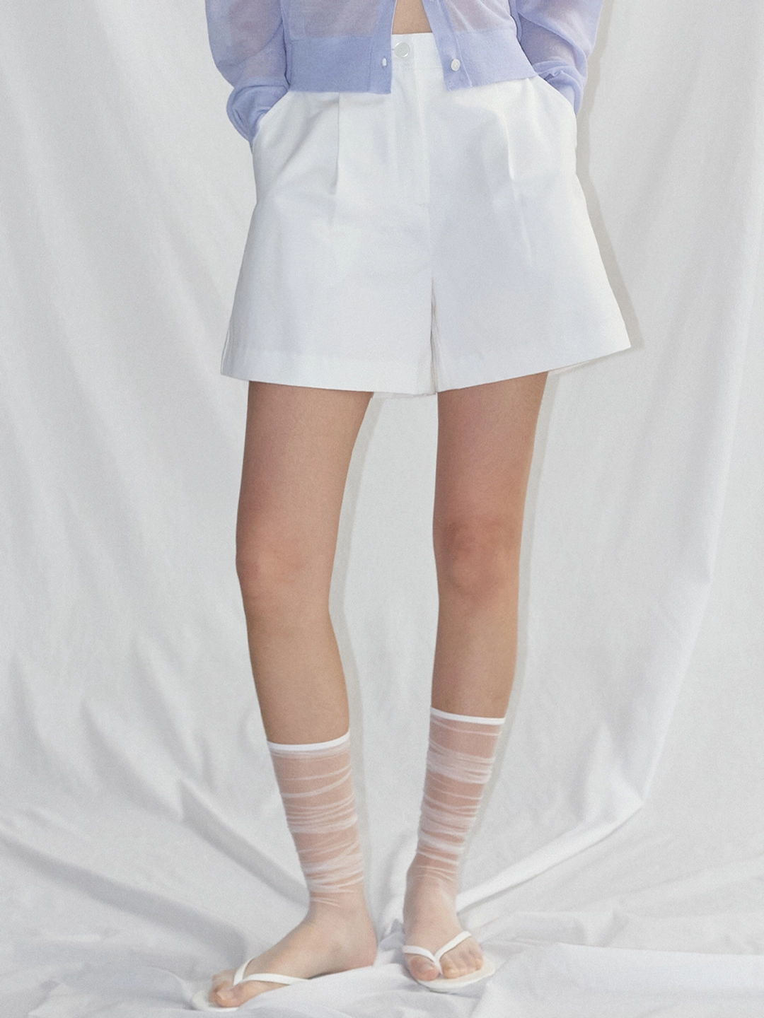 시티브리즈 코튼 원턱 숏 팬츠_WHITE 상품 이미지 2