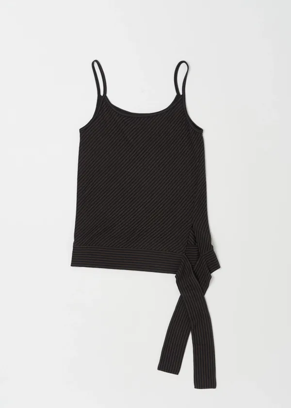 DIAGONAL STRIPED SLEEVELESS TOP IN BROWN-BLACK