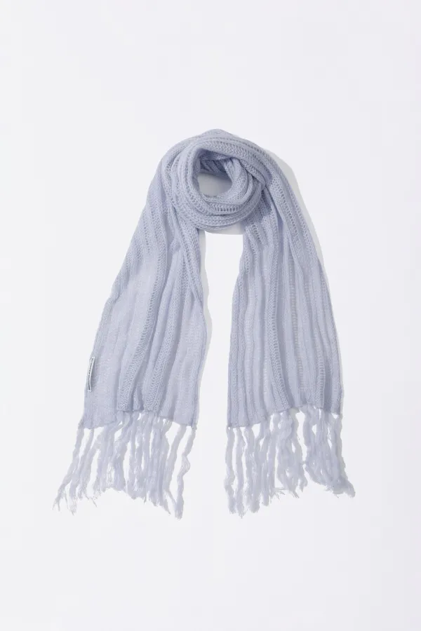 Fluffy Fringe Scarf Pale Blue