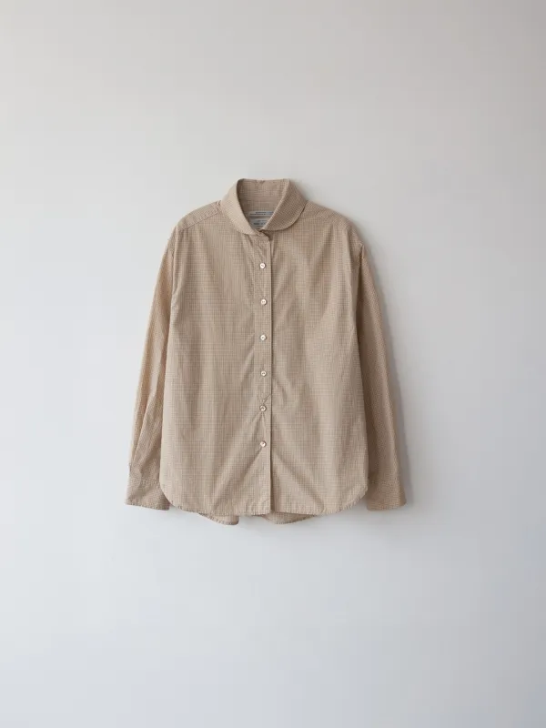 Round Collar Check Shirt (Mustard)