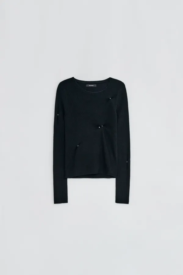 SLIM RIBBED SNAP KNIT