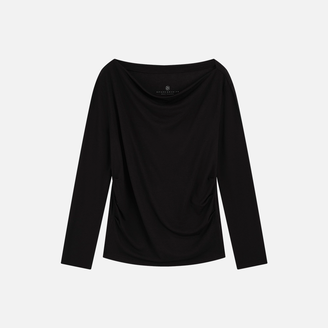 시야쥬 SITP5307 카울넥 긴팔 티셔츠_Black 상품 이미지 2