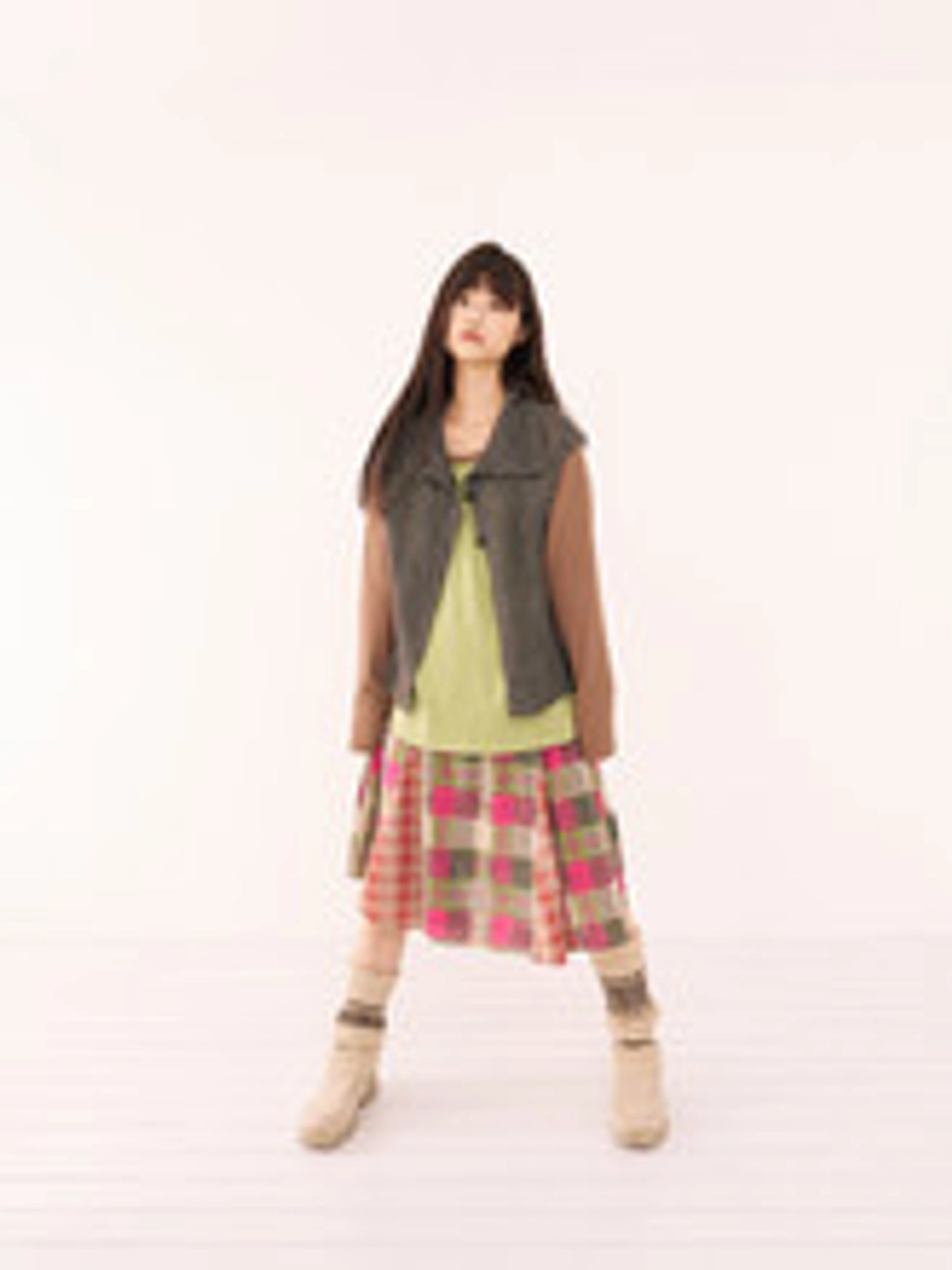 무음 Patchwork Flare Skirt (Magenta) 상품 이미지 3