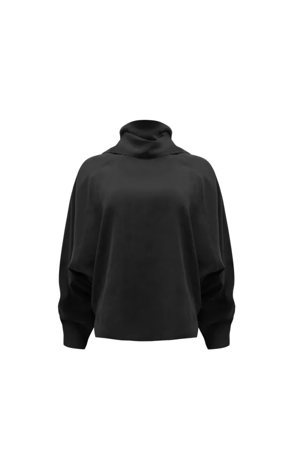SCARF RAGLAN BLOUSE (BLACK)