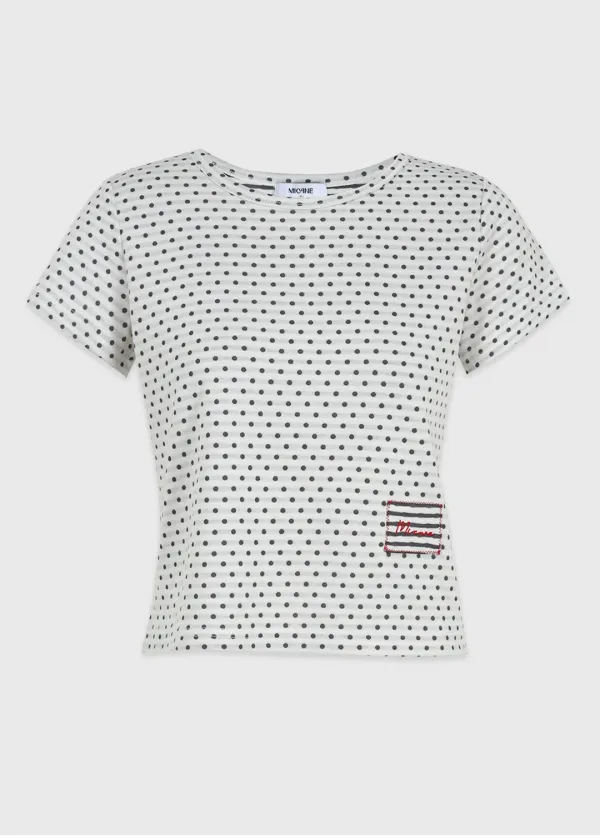  [44-120]  Ravine-Dot Minimal Tee  라빈-도트 미니멀 티 (여름-여름반팔티-데일리룩-출근룩-캐주얼룩-데이트룩-베이직-도트-여름티셔츠-티셔츠-반팔티셔츠-다이마루-자체제작) 