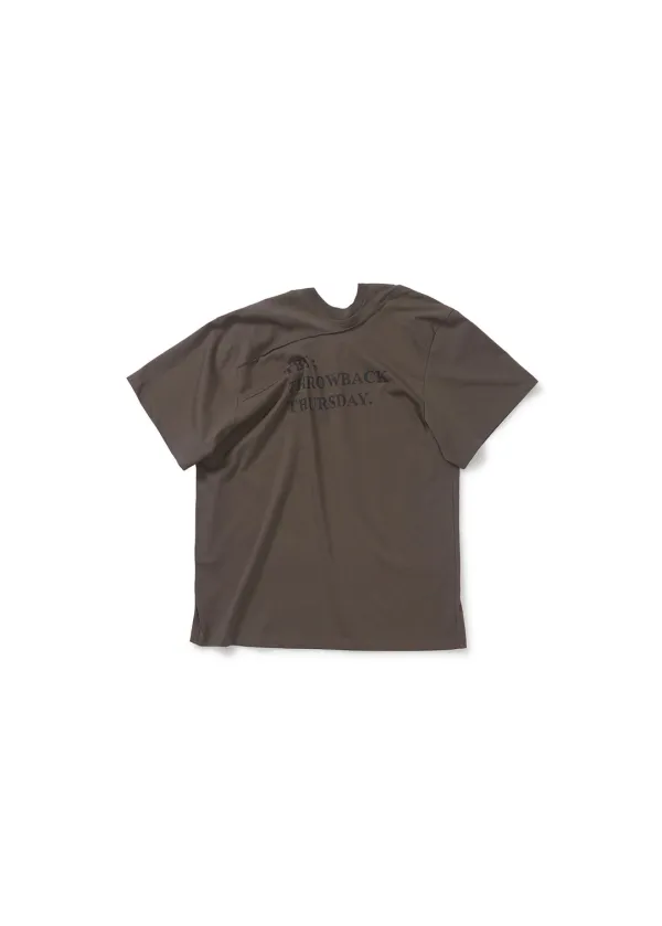 DRAPED LETTERING PRINT T-SHIRT (BROWN)