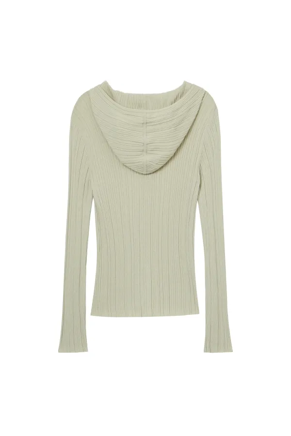 KNIT BUTTON HOODIE CARDIGAN IN LIGHT BLUE