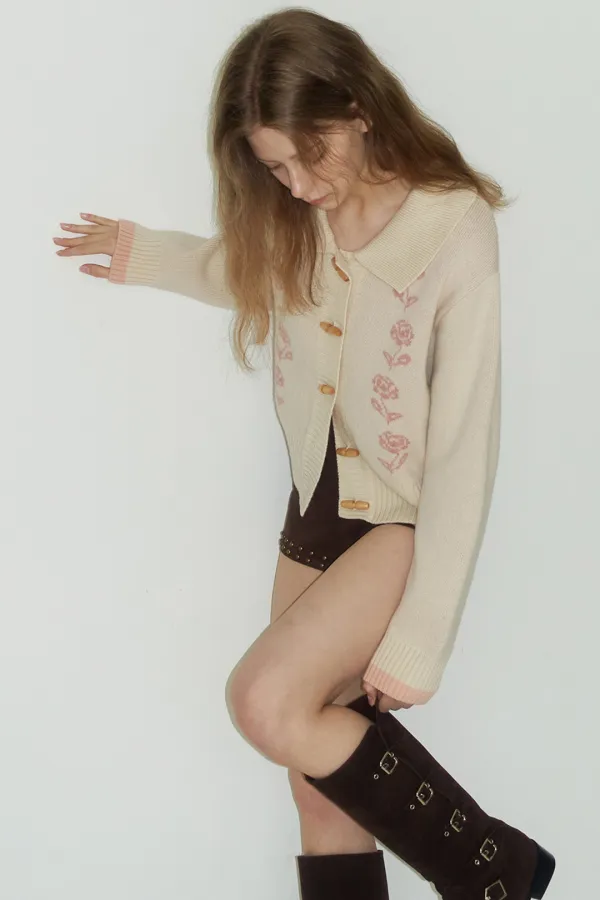 [2차]FLOWER WOOL CARDIGAN - BEIGE
