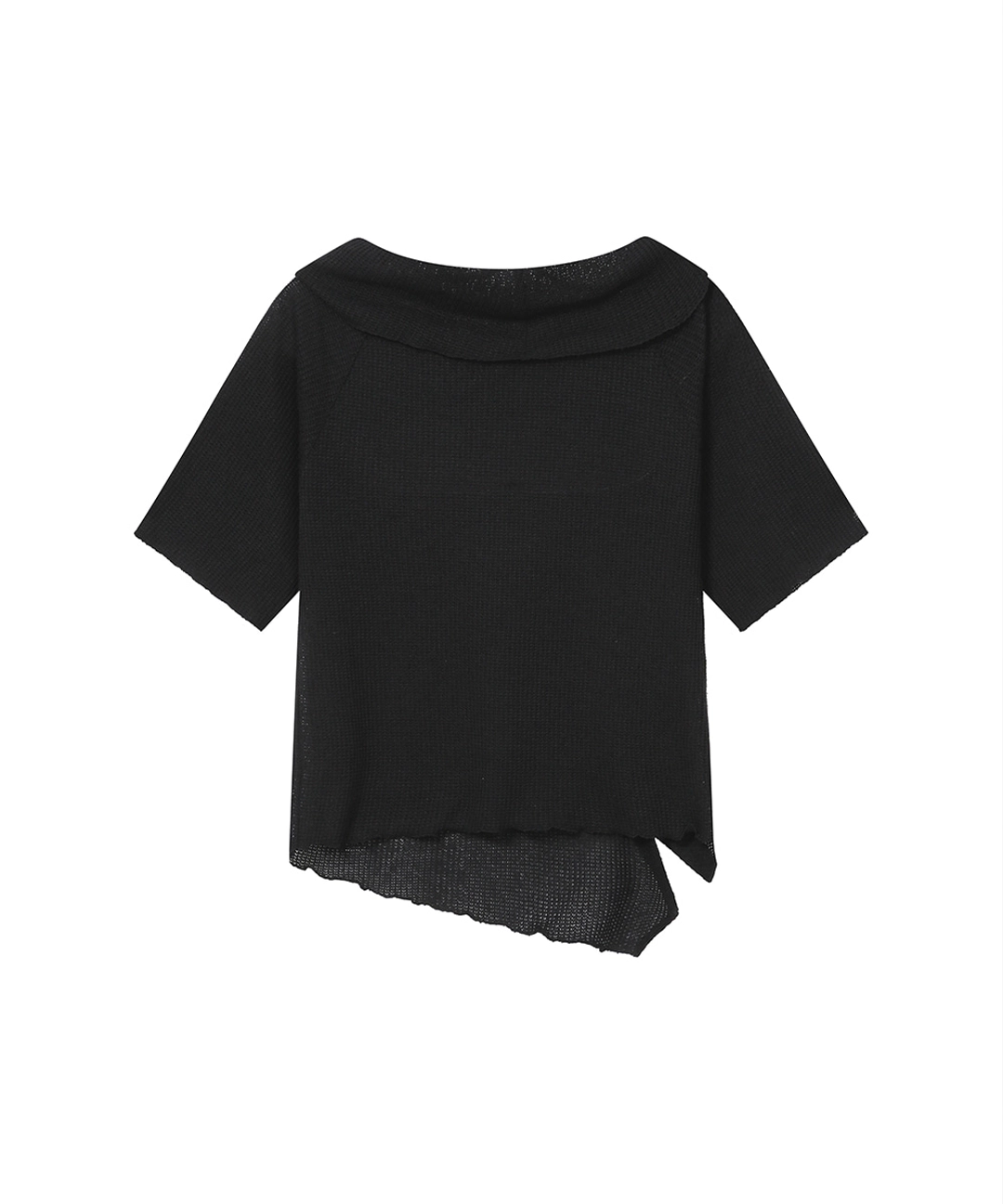 미세키서울 [레이 PICK] Diagonal crochet knit top BLACK 상품 이미지 2