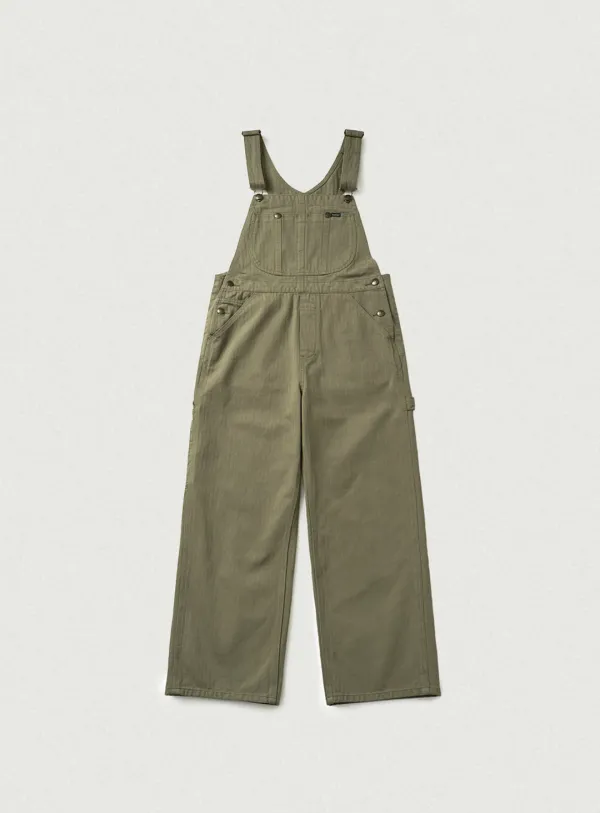 Leaf Herringbone Cotton Overall_Khaki