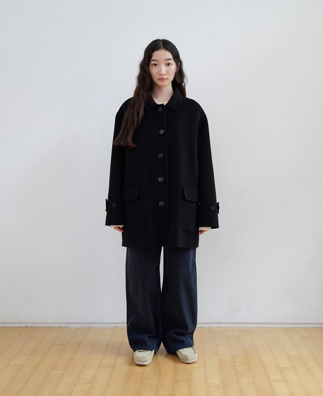 스텝어라운드 Wool Handmade Mid Coat_BLACK 상품 이미지 1