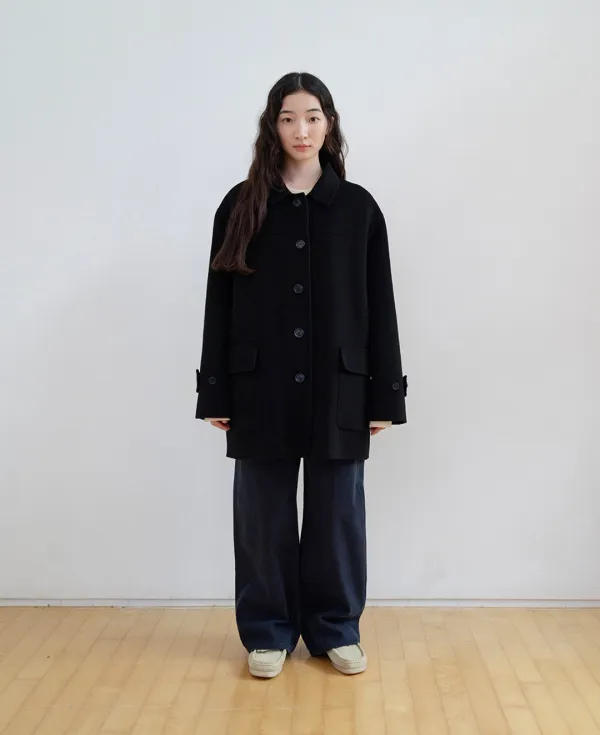 Wool Handmade Mid Coat_BLACK
