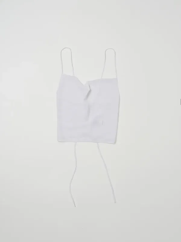 DRAPED SLEEVELESS CHIFFON TOP IN WHITE