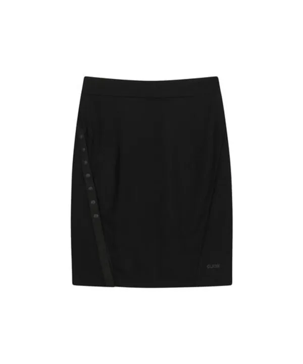 Button Slit Midi Skirt / Black