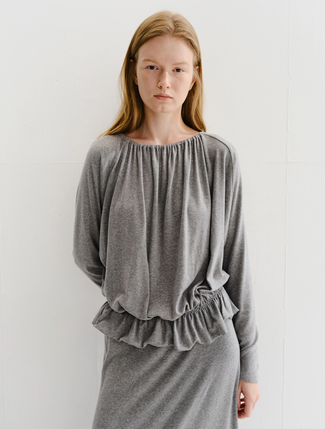 이아 Wool Shirring Banding Top (Grey) 상품 이미지 2