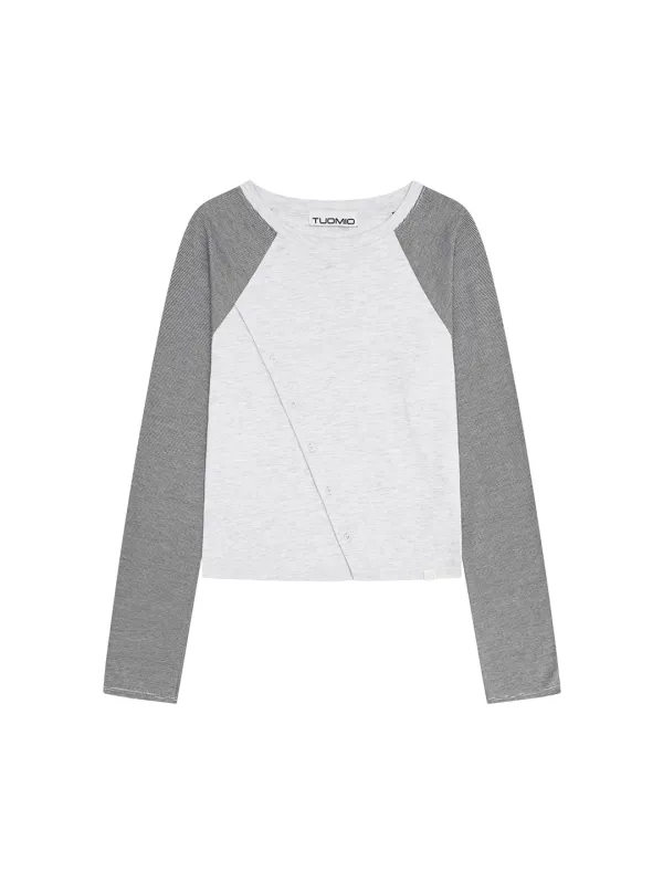 STRIPE BUTTON LONG SLEEVE [WHITE]