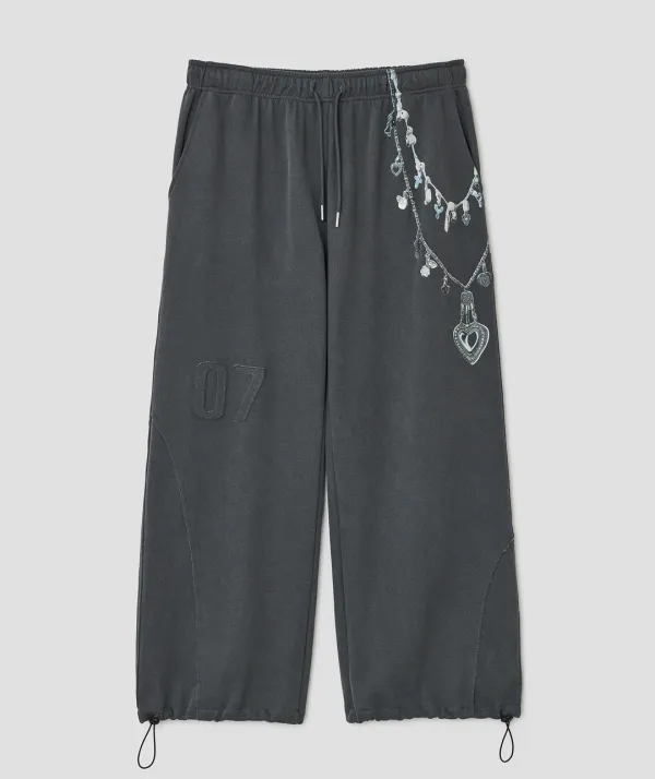 Raw Edge Graphic Sweatpants [Charcoal]