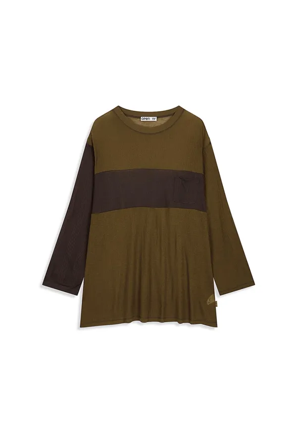 [EXCLUSIVE] SLOUCHY COLOR BLOCK TEE, OLIVE