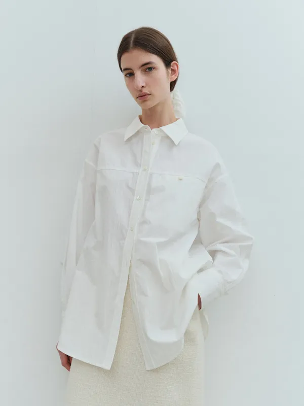 TVS OVERFIT HIDDEN POCKET SHIRT_WHITE