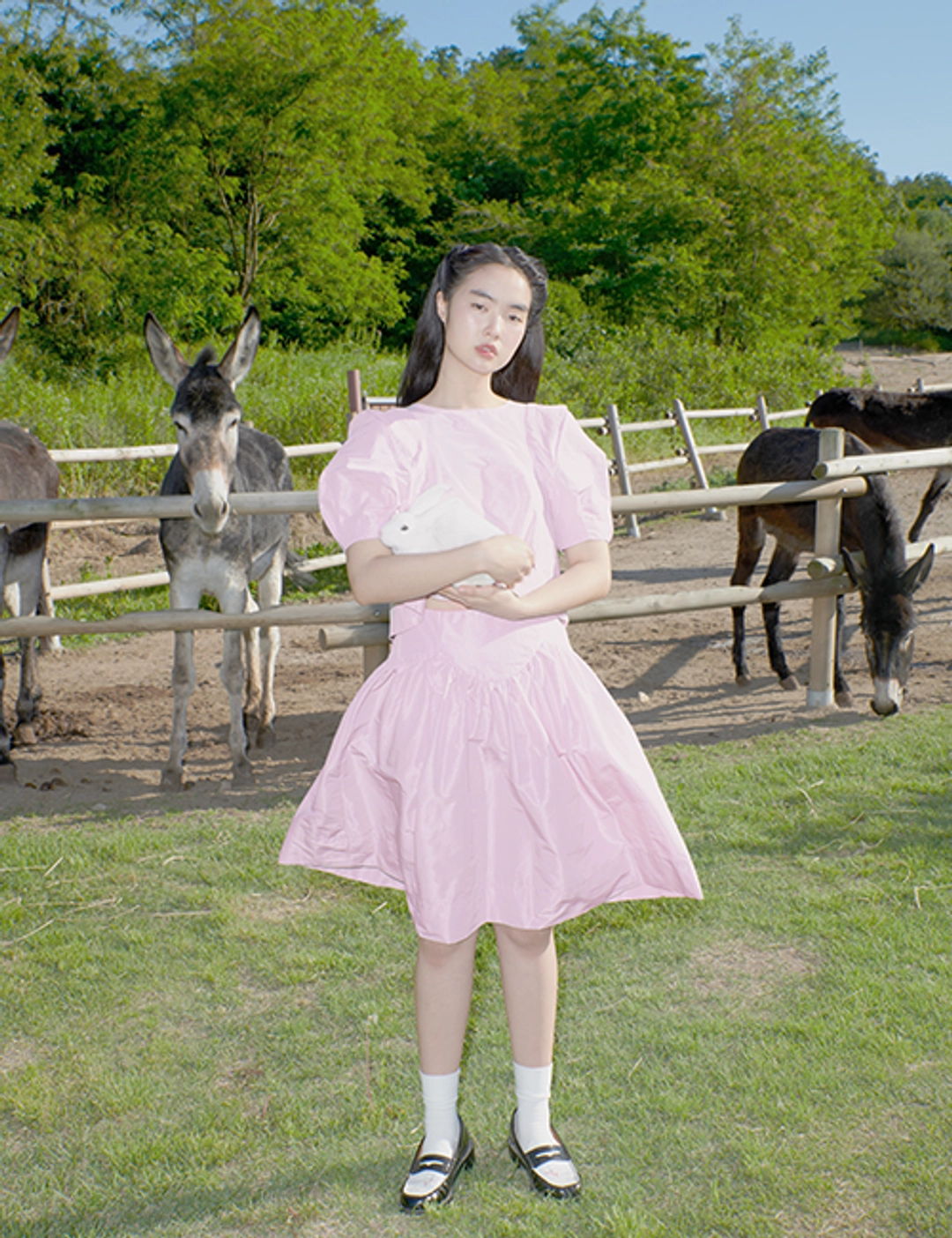 프레클 floral leaf midi skirt in pink 상품 이미지 2