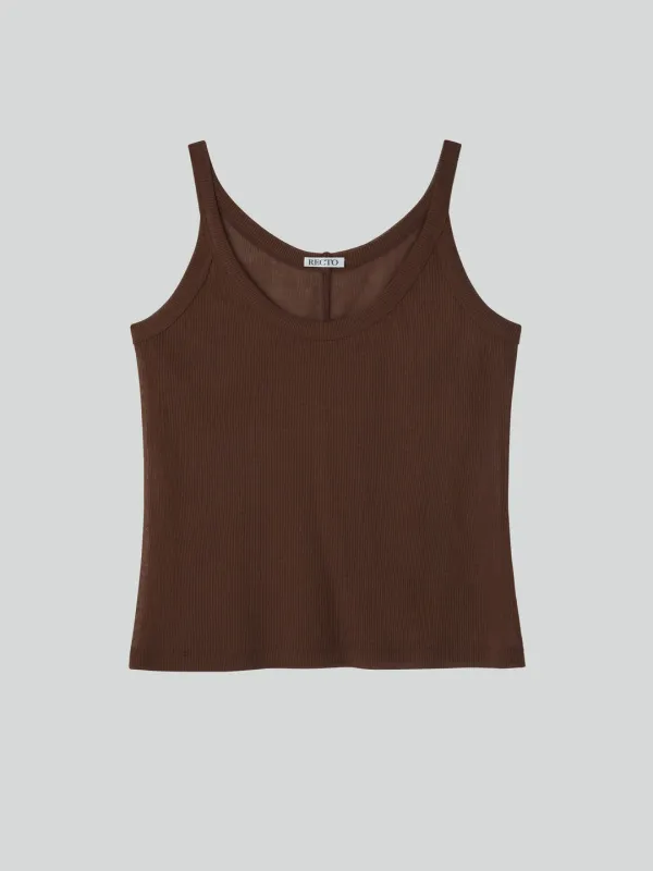 SHEER JERSEY TANK TOP (RED BROWN)