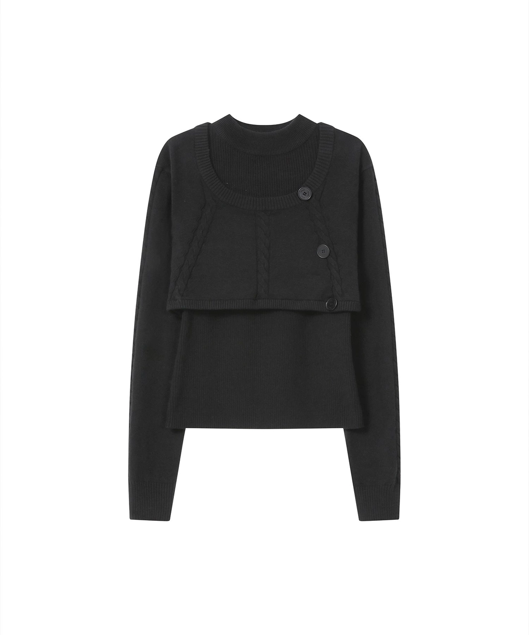미세키서울 [10월 19일 발매] Cable layered knit SET BLACK 상품 이미지 2