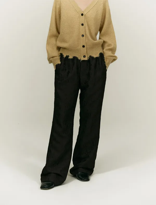DAMASK JACQUARD BANDING PANTS [BROWN]