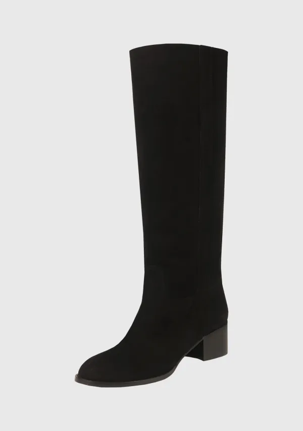 Sander Suede Long Boots Black