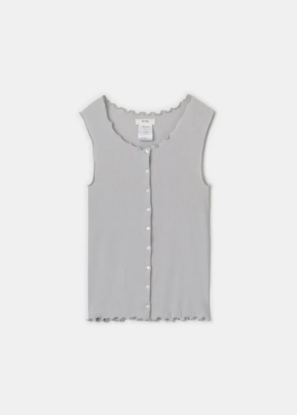 Ribbed Open Sleeveless(Grey)