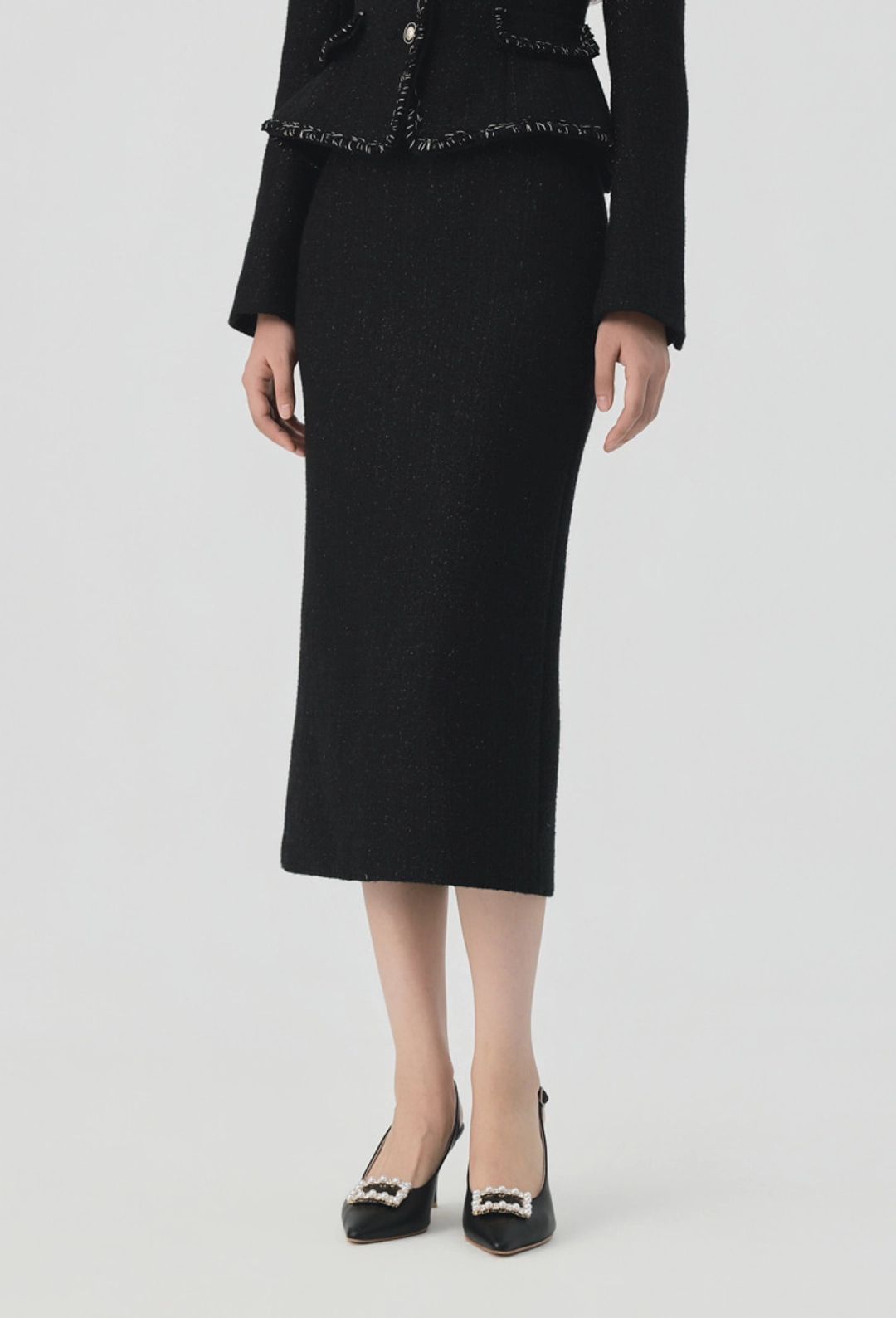 그레이스유 [9/28일 순차출고 예정] Lumiere Tweed H-line Skirt (Black) 상품 이미지 1