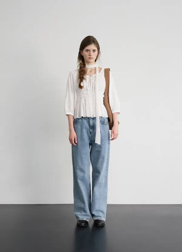 Cami Frill Button Blouse_Ivory