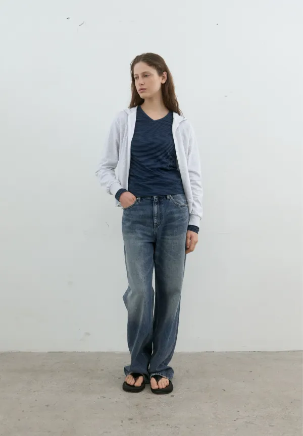 Easy layered hoodie zip-up (melange gray)