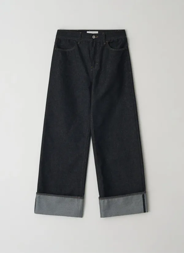 Turn-up denim (nonfade raw blue)