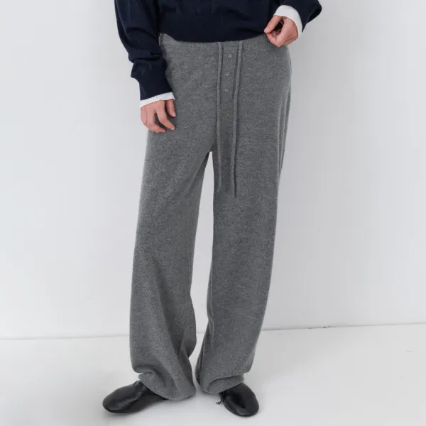 (PT-5823)AN WOOL LOOSE FIT BUTTON KNIT PANTS SET-UP