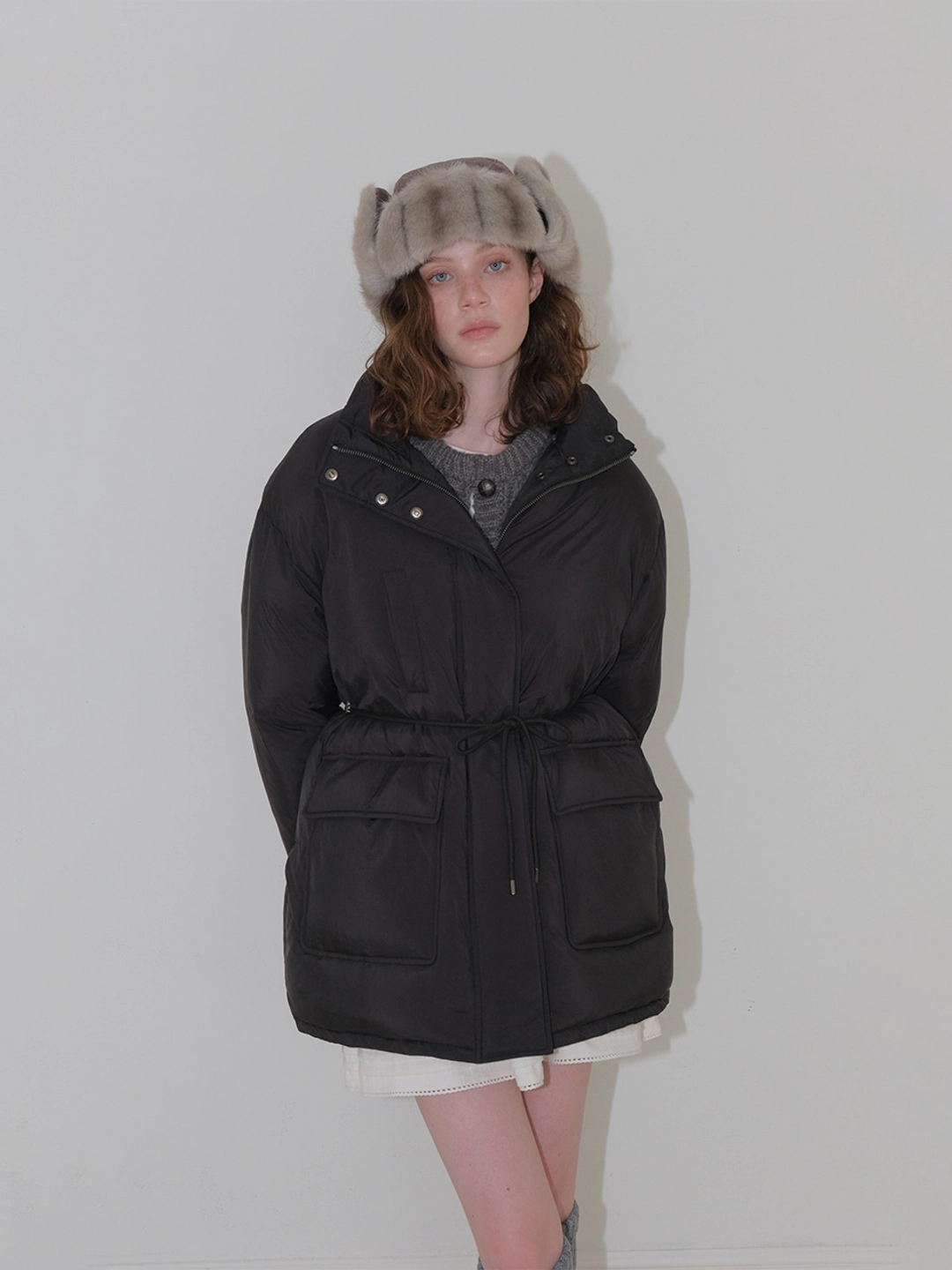 에트몽 Back String Duck Down Padding, Black 상품 이미지 1