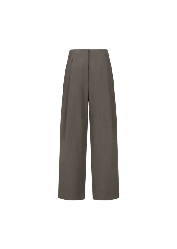 Straight tuck pants, Brown