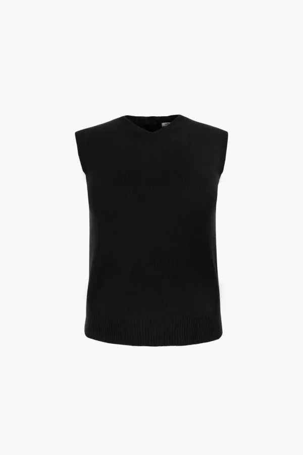 SHRUNKEN CASHMERE VEST IN BLACK