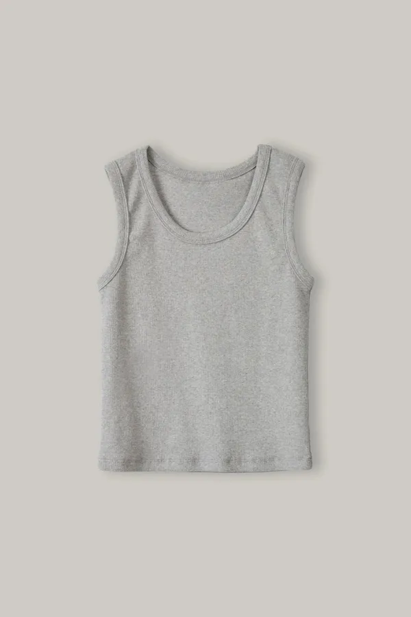 Front-to-Back Rib Top (Melange Gray)