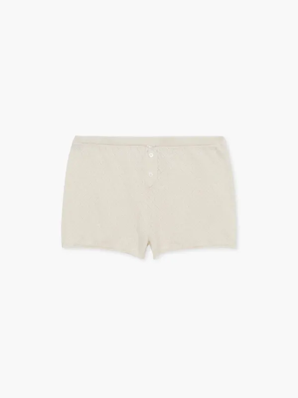 POINTELLE KNIT SHORTS_ivory