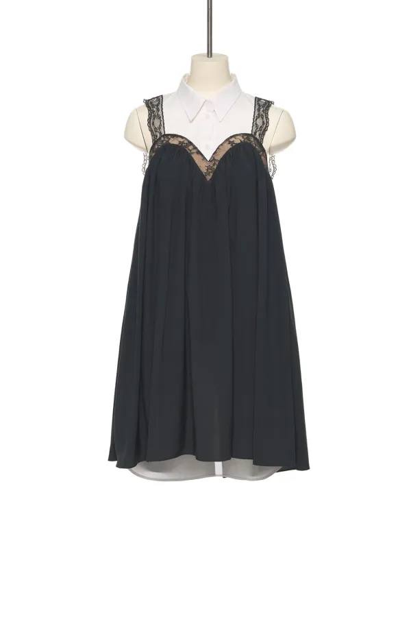 SS25 BLACK SHRRING ALLOVER DRESS