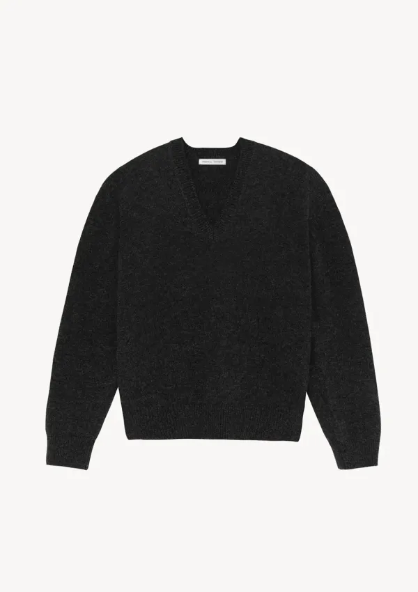24 Deep V-Neck Knit in Charcoal