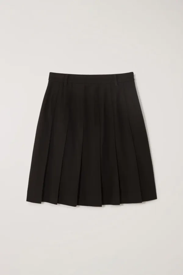 FLANNEL PLEATS MIDI SKIRT BROWN