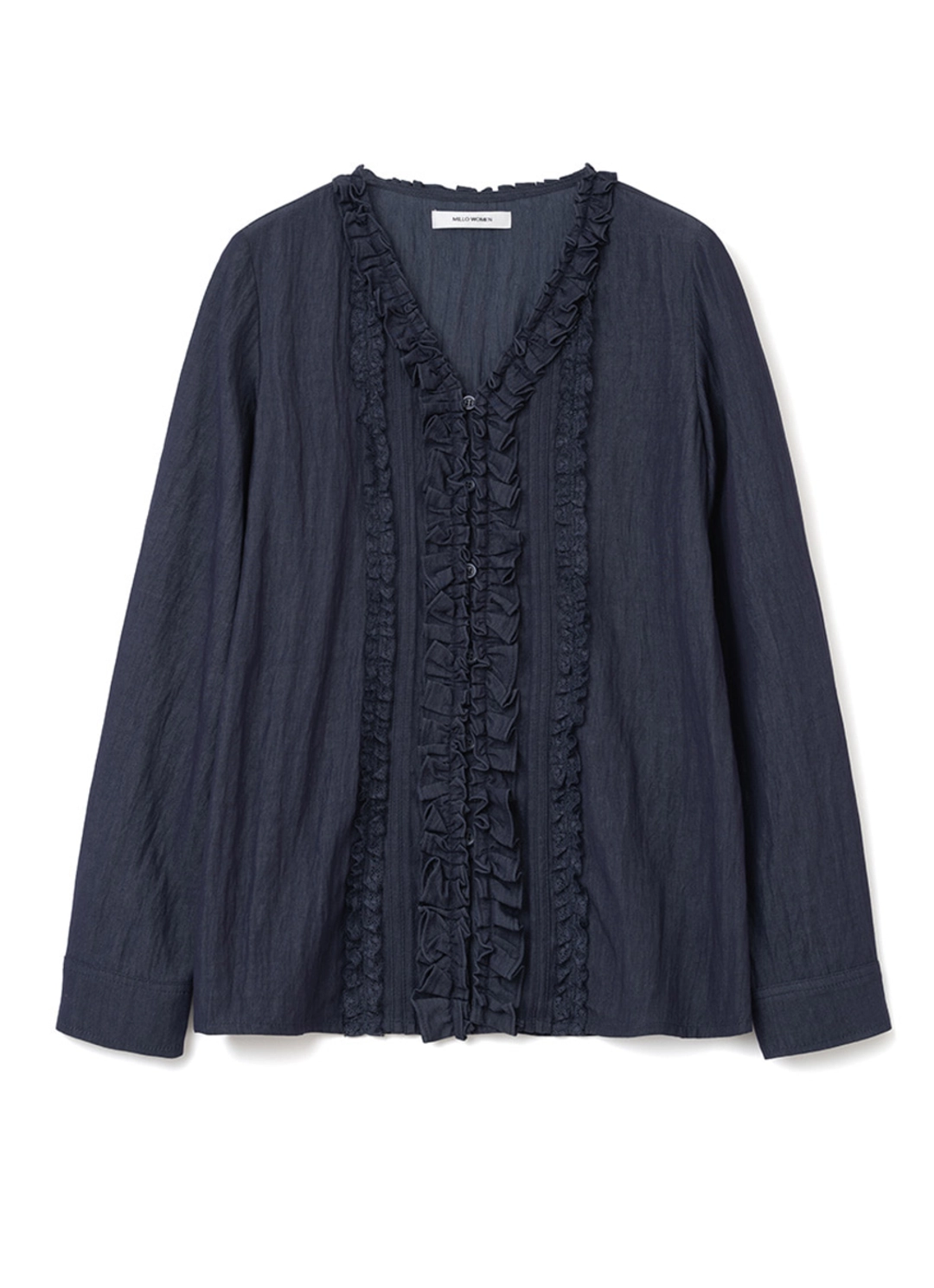 밀로 우먼 Lace Trimming Blouse [Indigo] 상품 이미지 3