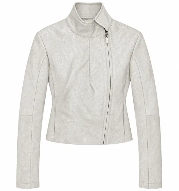 Slim leather jacket (Stone)