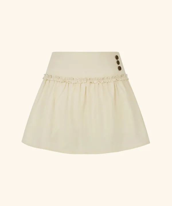 Roha Button Flare Skirt (Butter)